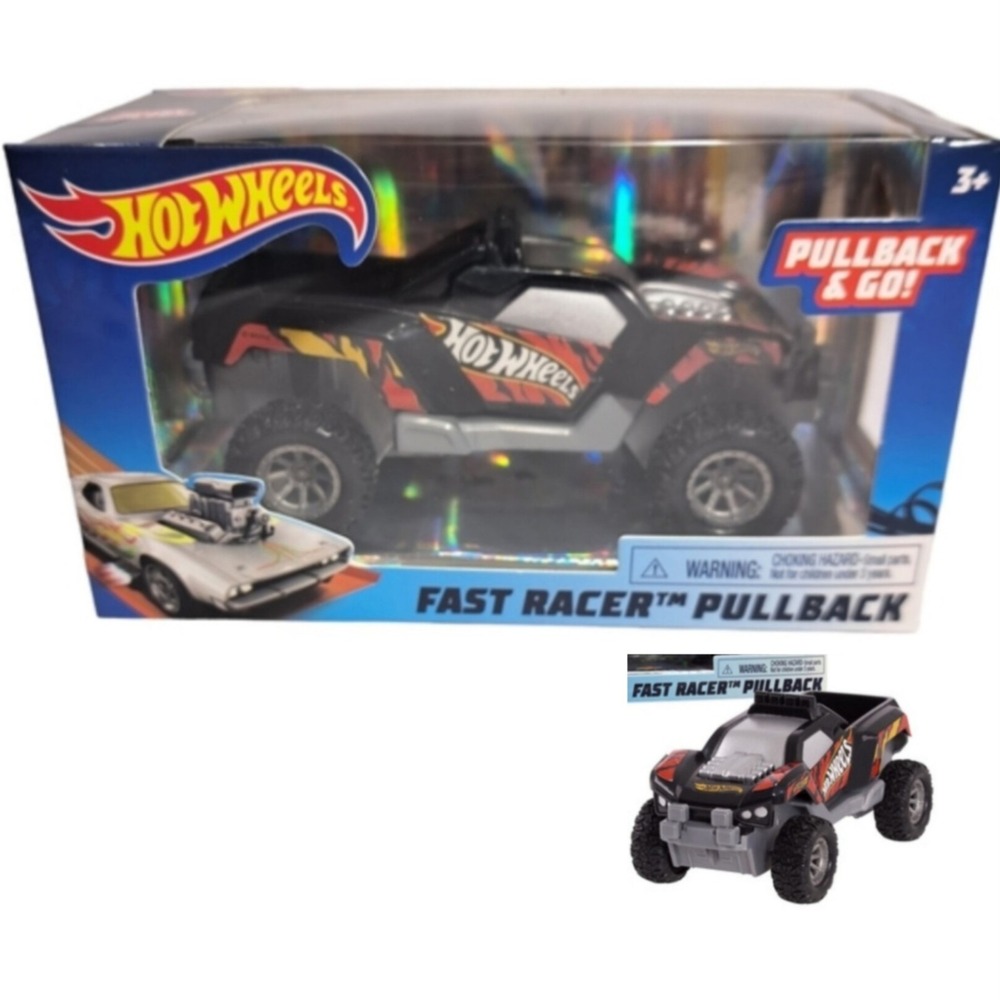 Hot Wheels Pullback & Go Fast Racer - Dawgzilla Black Truck Ages 3+